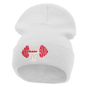 Weight Lifting Embroidered 12 Inch Long Knitted Beanie