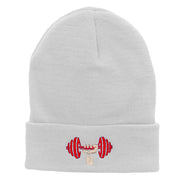 Weight Lifting Embroidered 12 Inch Long Knitted Beanie