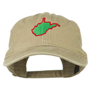 West Virginia State Map Embroidered Washed Cotton Cap