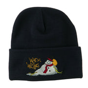 Warm Wishes Snowman Embroidered Beanie