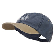 Sailboat Wave Embroidered Washed Two Tone Cap