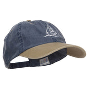 Sailboat Wave Embroidered Washed Two Tone Cap