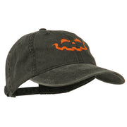 Halloween Jack O Lantern Embroidered Washed Dyed Cap