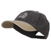 Sailboat Wave Embroidered Washed Two Tone Cap