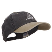 Sailboat Wave Embroidered Washed Two Tone Cap