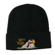 Warm Wishes Snowman Embroidered Beanie