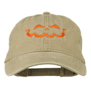 Halloween Jack O Lantern Embroidered Washed Dyed Cap