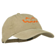 Halloween Jack O Lantern Embroidered Washed Dyed Cap