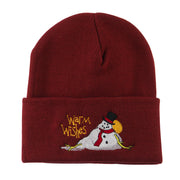 Warm Wishes Snowman Embroidered Beanie