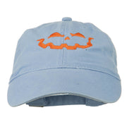 Halloween Jack O Lantern Embroidered Washed Dyed Cap