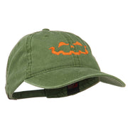 Halloween Jack O Lantern Embroidered Washed Dyed Cap