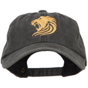 Gold Lion Embroidered Washed Cotton Cap