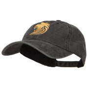 Gold Lion Embroidered Washed Cotton Cap