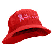 Breast Cancer Ribbon Survivor Embroidered Big Size Water Repellent Microfiber Golfer Hat - Red S-M