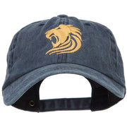 Gold Lion Embroidered Washed Cotton Cap