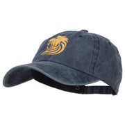 Gold Lion Embroidered Washed Cotton Cap