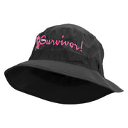 Breast Cancer Ribbon Survivor Embroidered Big Size Water Repellent Microfiber Golfer Hat - Black S-M