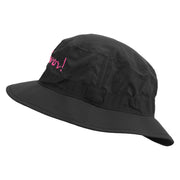 Breast Cancer Ribbon Survivor Embroidered Big Size Water Repellent Microfiber Golfer Hat - Black S-M