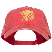 Gold Lion Embroidered Washed Cotton Cap