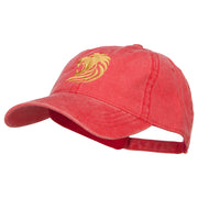 Gold Lion Embroidered Washed Cotton Cap