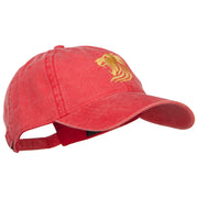 Gold Lion Embroidered Washed Cotton Cap