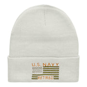 U.S. Navy Retired Embroidered Long Knitted Beanie