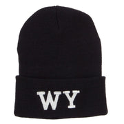 WY Wyoming State Embroidered Long Beanie