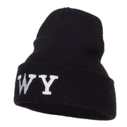 WY Wyoming State Embroidered Long Beanie