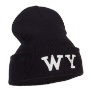 WY Wyoming State Embroidered Long Beanie