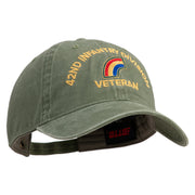 U.S. Army 42nd Infantry Division Embroidered Washed Solid Pigment Dyed Cotton Twill Brass Buckle Cap - Olive OSFM