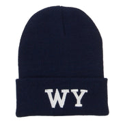 WY Wyoming State Embroidered Long Beanie