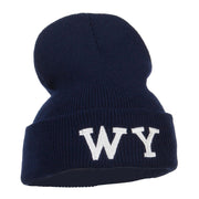 WY Wyoming State Embroidered Long Beanie