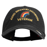 U.S. Army 42nd Infantry Division Embroidered Washed Solid Pigment Dyed Cotton Twill Brass Buckle Cap - Black OSFM