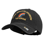 U.S. Army 42nd Infantry Division Embroidered Washed Solid Pigment Dyed Cotton Twill Brass Buckle Cap - Black OSFM