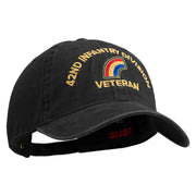 U.S. Army 42nd Infantry Division Embroidered Washed Solid Pigment Dyed Cotton Twill Brass Buckle Cap - Black OSFM