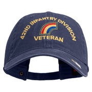 U.S. Army 42nd Infantry Division Embroidered Washed Solid Pigment Dyed Cotton Twill Brass Buckle Cap - Navy OSFM