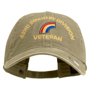 U.S. Army 42nd Infantry Division Embroidered Washed Solid Pigment Dyed Cotton Twill Brass Buckle Cap - Khaki OSFM