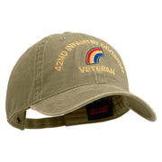 U.S. Army 42nd Infantry Division Embroidered Washed Solid Pigment Dyed Cotton Twill Brass Buckle Cap - Khaki OSFM