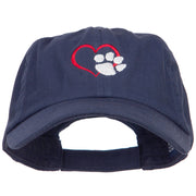 Heart Outline with Paw Embroidered Cotton Cap