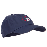 Heart Outline with Paw Embroidered Cotton Cap