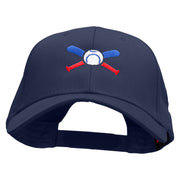 Baseball Bats and Ball Embroidered Solid Cotton Twill Low Profile Snap Cap - Navy OSFM