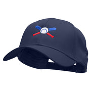 Baseball Bats and Ball Embroidered Solid Cotton Twill Low Profile Snap Cap - Navy OSFM