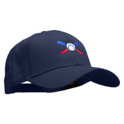 Baseball Bats and Ball Embroidered Solid Cotton Twill Low Profile Snap Cap - Navy OSFM