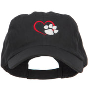 Heart Outline with Paw Embroidered Cotton Cap