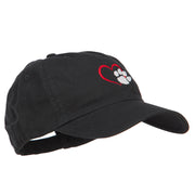 Heart Outline with Paw Embroidered Cotton Cap