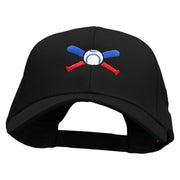 Baseball Bats and Ball Embroidered Solid Cotton Twill Low Profile Snap Cap - Black OSFM