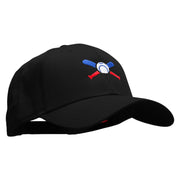 Baseball Bats and Ball Embroidered Solid Cotton Twill Low Profile Snap Cap - Black OSFM