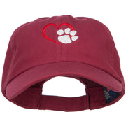 Heart Outline with Paw Embroidered Cotton Cap