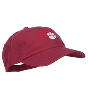 Heart Outline with Paw Embroidered Cotton Cap