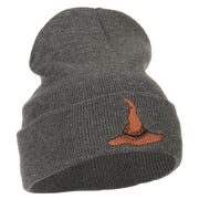 Wizard Brown Hat Embroidered Long Beanie